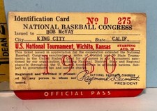 Cartão de identificação e passe oficial do Congresso Nacional de Beisebol 1960 KRKC King City Radio comprar usado  Enviando para Brazil
