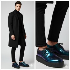 Sapatos Rockabilly TUK Creepers Masculino EUA 10M Azul Verde Plataforma Iridescente comprar usado  Enviando para Brazil