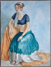 Original female watercolour for sale  EDINBURGH