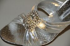 Usado, $1125 Nova Sandália de Casamento MANOLO BLAHNIK JOIA Prata PYTHON Epais SAPATO 37 40.5 comprar usado  Enviando para Brazil