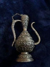 Vaso Surahi Vintage Jarro de Prata Exclusivo Gravado Mughal Indiano Decorativo Raro, usado comprar usado  Enviando para Brazil