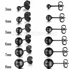 Usado, Brincos de berloque unissex simples preto aço inoxidável bola redonda 3-8mm comprar usado  Enviando para Brazil