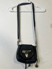 Bolsa/bolsa feminina vintage Perez Sanz de couro tecido preto com pedra incrustada comprar usado  Enviando para Brazil