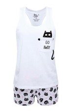 Usado, Conjunto de pijama feminino Cat Go Away shortie colete e shorts top PJS tamanhos Reino Unido 6-20 comprar usado  Enviando para Brazil