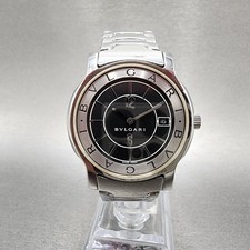 Relógio masculino Bvlgari Solotempo 36mm preto mostrador aço data redonda ST35S nova bateria, usado comprar usado  Enviando para Brazil