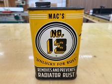 VINTAGE MAC'S NO. 13 REMOVE E EVITA FERRUGEM DO RADIADOR 1 LITRO ~ LATA DE METAL VAZIA! comprar usado  Enviando para Brazil