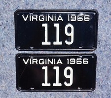 Usado, PAR/CONJUNTO DE PLACAS DE LICENÇA 1966 VIRGÍNIA baixo # 119 comprar usado  Enviando para Brazil