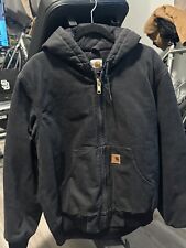 Jaqueta ativa vintage Carhartt com capuz J130 preta forrada em colcha tamanho pequeno comprar usado  Enviando para Brazil