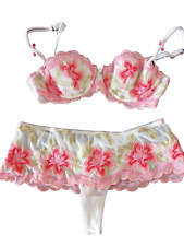 PRÓXIMO Conjunto de Sutiã/Tanga Rosa Mix U/W Bordado Levemente Acolchoado Varanda Reino Unido 34A/12 comprar usado  Enviando para Brazil