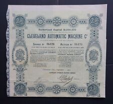 EE. UU. / Francia - Cleveland Automatic Machine Co - 1902 - participación por 25 dólares segunda mano  Embacar hacia Argentina