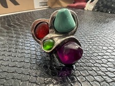 NOVO UNO de 50 Anel de Prata Roxo Verde Turquesa Vidro Murano Roxo 7 7.5 8 M G comprar usado  Enviando para Brazil