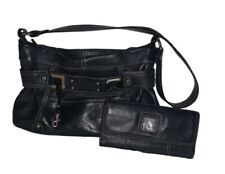 Usado, Conjunto de 2 peças - Carteira de couro pebbled preta macia Tignanello, bolsa de ombro em excelente estado usado comprar usado  Enviando para Brazil