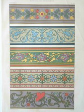 Excelente Gran Litografía XIX Frisos Decoración Casa Estampado Ornamento Placa comprar usado  Enviando para Brazil