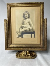 Moldura para foto antiga Art Deco madeira balanço inclinação giratória marrom dourado comprar usado  Enviando para Brazil