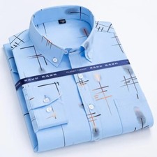Nova Camisa Masculina Slim Fit Primavera Outono Estações Manga Longa Fina Moda Sem Ferro comprar usado  Enviando para Brazil