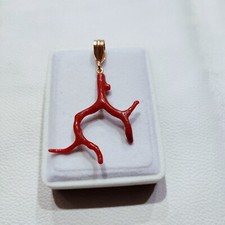 Pingente de colar de pedra preciosa natural vermelho coral italiano feito à mão comprar usado  Enviando para Brazil
