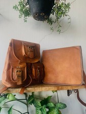 Bolsa carteiro feminina nova feita à mão couro de cabra puro bronzeado natural vintage comprar usado  Enviando para Brazil