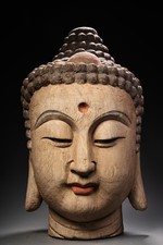 Estátua de cabeça de Buda Shakyamuni Amitabha antiga chinesa esculpida em madeira 18,4 pol. comprar usado  Enviando para Brazil