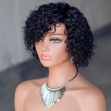 Perucas de cabelo humano encaracolado curto 10A para mulheres negras 8 polegadas peruca encaracolada peruca sem cola  comprar usado  Enviando para Brazil