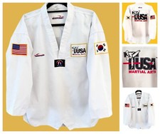 Usado, Uniforme de taekwondo SangMooSa artes marciais adulto tamanho 5 TOP 190CM EUA&Coreia adesivos comprar usado Usado, Uniforme de taekwondo SangMooSa artes marciais adulto tamanho 5 TOP 190CM EUA&Coreia adesivos comprar usado  Enviando para Brazil