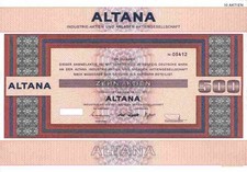 ALTANA AG Frankfurt Main Bad Homburg 1977 Pharma wartość DAX Varta 500 DM rocznik na sprzedaż  Wysyłka do Poland