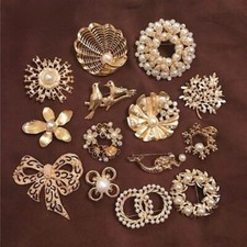 Broche de perlas vintage broche insignia broche joyería mujeres fiesta corsé accesorios segunda mano  Embacar hacia Mexico