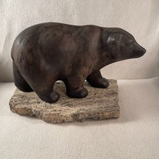 Escultura de urso de grés design saga meados do século marrom com base de pedra travertino  comprar usado  Enviando para Brazil