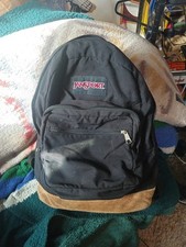 Mochila Jansport Originals preta couro camurça parte inferior faculdade academia comprar usado  Enviando para Brazil