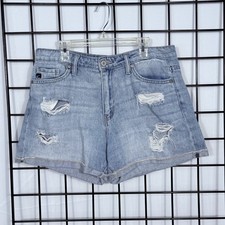 Shorts jeans feminino KanCan desgastado azul médio KC8398M cintura alta corte comprar usado  Enviando para Brazil