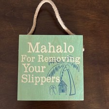 SOHA Living Hawaii Mahalo para remover seus chinelos decoração bloco de madeira pendurado comprar usado  Enviando para Brazil