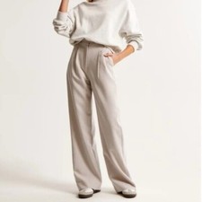 Calça Ann Taylor nova sem etiquetas mistura de linho cintura alta perna larga tamanho 6 cor Outmeal comprar usado  Enviando para Brazil
