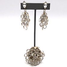 Conjunto de brincos e broche de cristal vintage com moldura Cha Cha tom dourado comprar usado  Enviando para Brazil