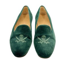 Chinelos femininos de veludo bordados Stubbs and Wootton verde alegre Roger caveira 8 comprar usado  Enviando para Brazil