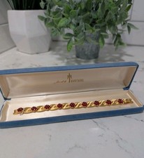 Usado, ❤️ Pulseira Vintage Crown Trifari Vermelho Strass Pedra do Nascimento Estojo de Veludo comprar usado  Enviando para Brazil