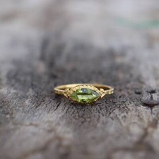 Anel feminino peridoto folheado a ouro 18k 925 prata esterlina feito à mão comprar usado  Enviando para Brazil