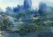 Pintura em aquarela barco de pesca Mikhailichenko V original pendurado na parede n1361, usado comprar usado  Enviando para Brazil