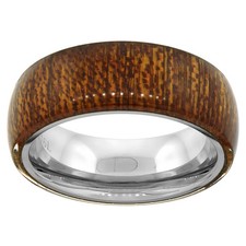 Aliança de casamento cúpula folheada madeira aço inoxidável 8 mm, ajuste confortável comprar usado  Enviando para Brazil