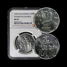 SAN MARINO. 1995, 1000 Lire, Silver - NGC MS69 - Top Pop 🥇 Pyramid of Children comprar usado  Enviando para Brazil