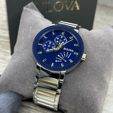 NOVO✅DIA/DATA✅ Bulova Futuro clássico relógio masculino mostrador azul dois tons 98C123 $495 comprar usado  Enviando para Brazil