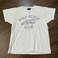 Camiseta polo esportiva vintage Y2K clube de praia branca lagosta Ralph Lauren média anos 90 comprar usado  Enviando para Brazil