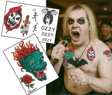Conjunto de tatuajes temporales falsos inspirados en Ozzy Osbourne | Años 80 | 2 hojas A5 segunda mano  Embacar hacia Mexico