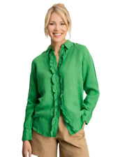 Camisa feminina Ex Joules manga longa selene 100% linho verde, usado comprar usado  Enviando para Brazil