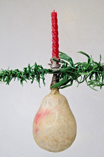 Enfeite de Natal vintage antigo de vidro mica com clipe de pêra no castiçal Alemanha comprar usado  Enviando para Brazil