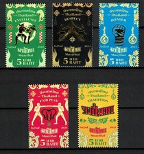 TAILÂNDIA 2024 MUAY THAI (BOXE TAILANDÊS) COMP. CONJUNTO DE 5 SELOS EM PERFEITO ESTADO, SEM MARCA DE CHARNEIRA, SEM USO comprar usado  Enviando para Brazil