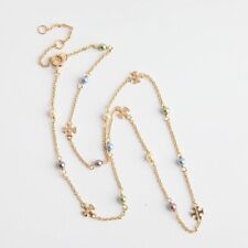 Colar delicado de pérolas Tory Burch Kira em ouro Tory/multi com bolsa de pó, usado comprar usado  Enviando para Brazil