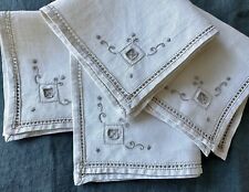 Conjunto de 4 guardanapos de linho vintage bordados à mão fio desenhado osso 25cm/10” comprar usado  Enviando para Brazil