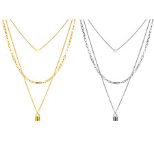 Collar Gargantilla Colgante de Gargantilla con Cerradura Corazón de Acero Inoxidable de Acero Inoxidable Multicapa segunda mano  Embacar hacia Mexico