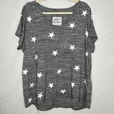 Camiseta REFLEX fofa cinza branca estrelas gola V blusa corações 2XL comprar usado  Enviando para Brazil