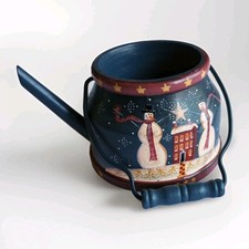 Boneco de neve chaleira de chá de madeira suporte de vela pintado à mão louco Mt Excl designs comprar usado  Enviando para Brazil