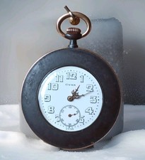 montre gousset mécanique Cyma extra plate 3mm 1890 acier patine chocolat oscille, usado comprar usado  Enviando para Brazil
